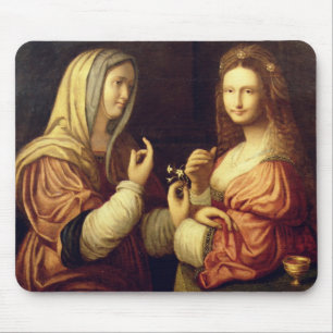 Mary and Martha (oil on panel) Mouse Pad