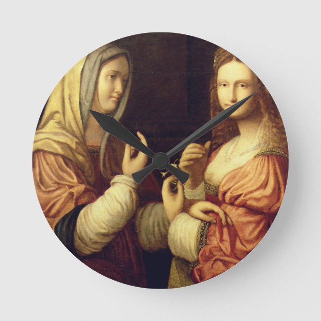 Mary and Martha (oil on panel) Round Clock (Front)