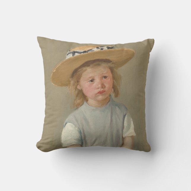 Mary Cassatt - Child in a Straw Hat Throw Pillow (Front)