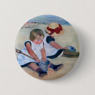 Mary Cassatt Children Playing on the Beach 1884 2 Inch Round Button