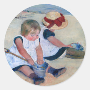 Mary Cassatt Children Playing on the Beach 1884 Classic Round Sticker