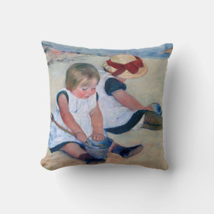 Mary Cassatt Children Playing on the Beach 1884  Throw Pillow