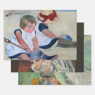 Mary Cassatt Children Playing on the Beach 1884  Wrapping Paper Sheet