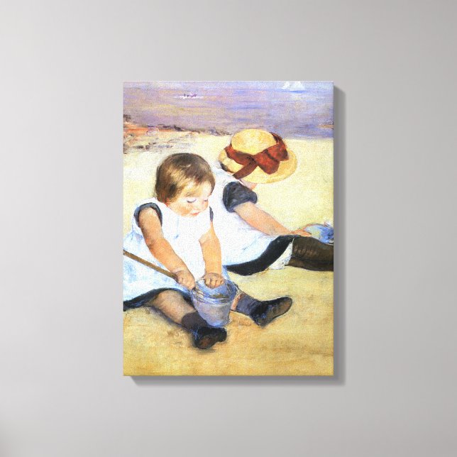 Mary Cassatt Children Playing on the Beach Canvas Print (Front)