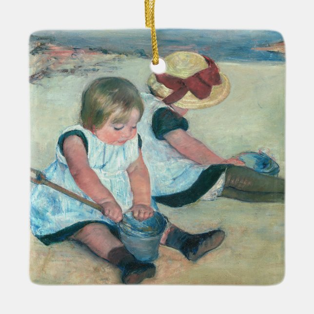 Mary Cassatt - Children Playing on the Beach Ceramic Ornament (Front)