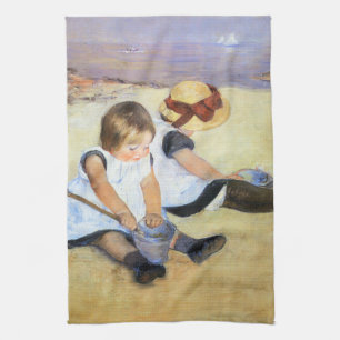 Mary Cassatt Children Playing on the Beach Kitchen Towel