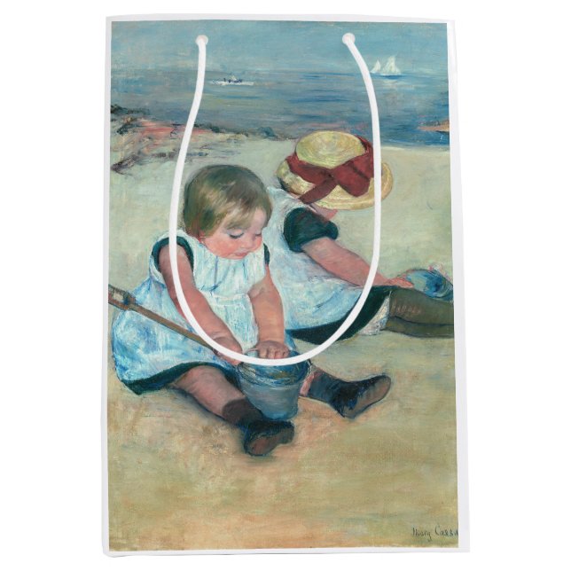 Mary Cassatt - Children Playing on the Beach Medium Gift Bag (Front)
