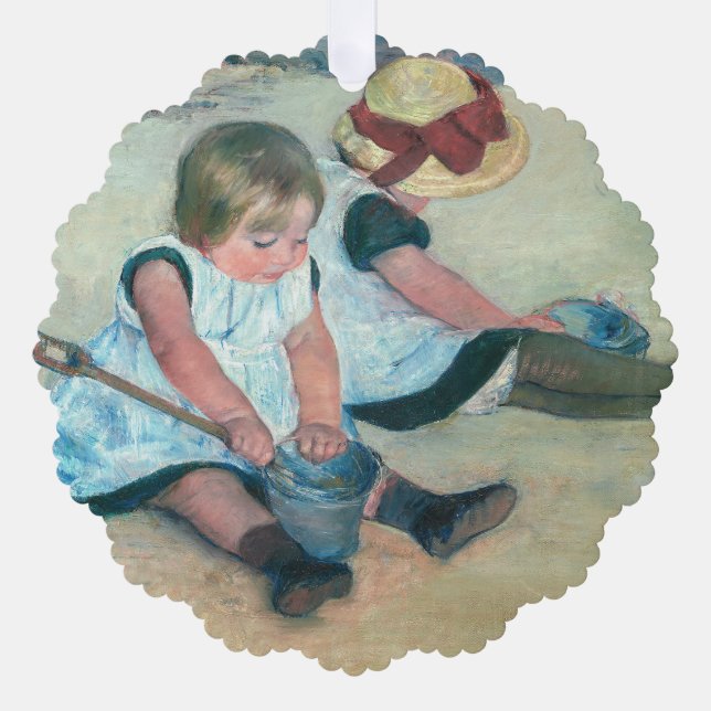 Mary Cassatt - Children Playing on the Beach Ornament Card (Front)