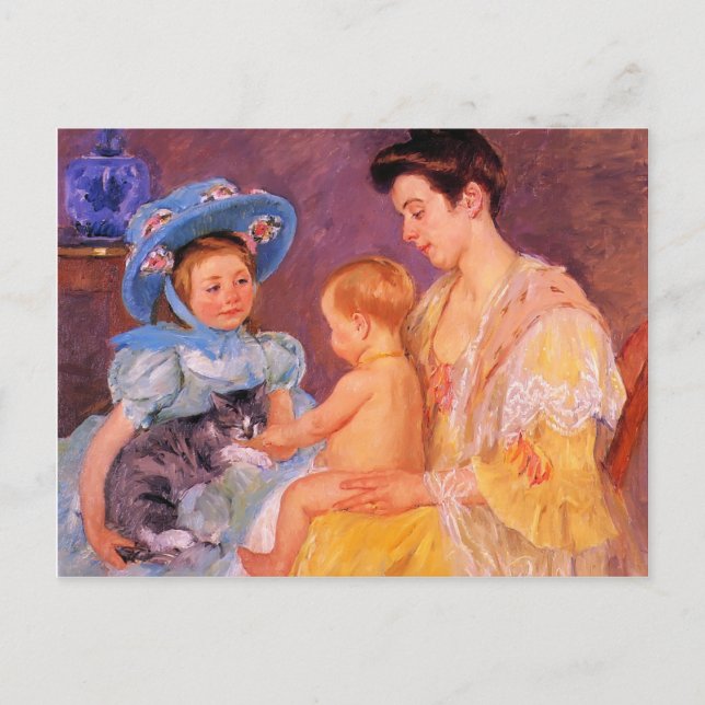 Mary Cassatt- Children Playing with a Cat Postcard (Front)