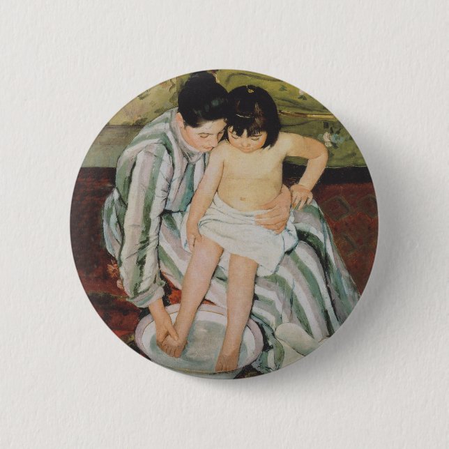 Mary Cassatt Child's Bath Painting 2 Inch Round Button (Front)
