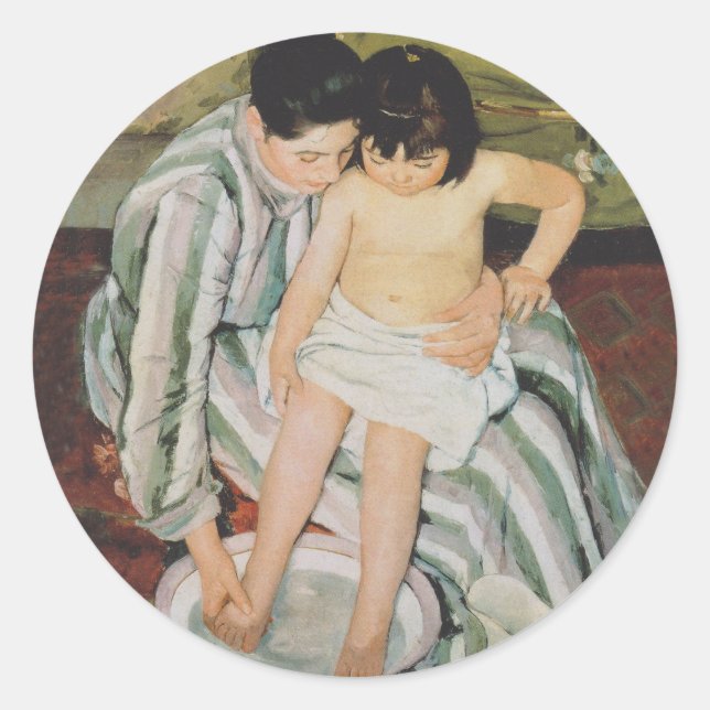 Mary Cassatt Child's Bath Painting Classic Round Sticker (Front)