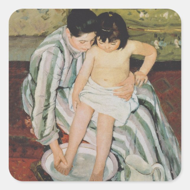 Mary Cassatt Child's Bath Painting Square Sticker (Front)