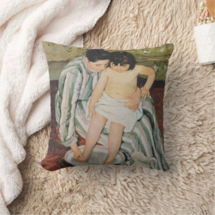 Mary Cassatt Child's Bath Painting Throw Pillow