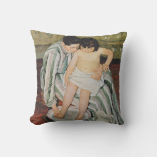 Mary Cassatt Child's Bath Painting Throw Pillow