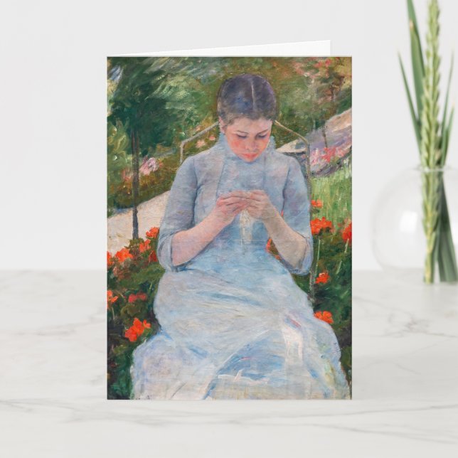 Mary Cassatt - Girl sewing in a Garden Card (Front)