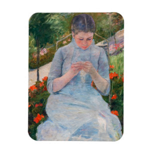 Mary Cassatt - Girl sewing in a Garden Magnet
