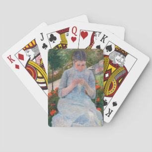 Mary Cassatt - Girl sewing in a Garden Playing Cards