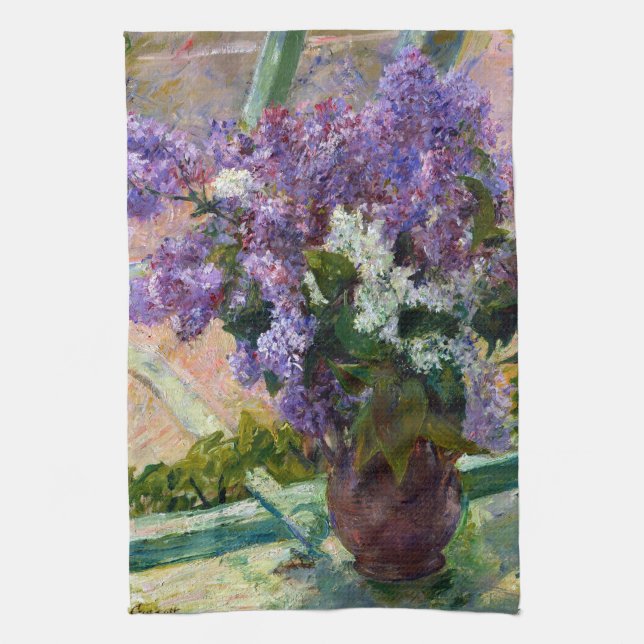 Mary Cassatt Lilacs in a Window Kitchen Towel (Vertical)
