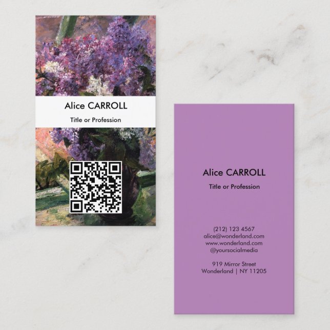 Mary Cassatt - Lilacs in a Window - QR Code Business Card (Front/Back)