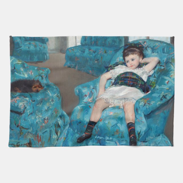 Mary Cassatt - Little Girl in a Blue Armchair Kitchen Towel (Horizontal)