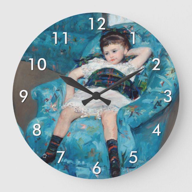 Mary Cassatt - Little Girl in a Blue Armchair Large Clock (Front)