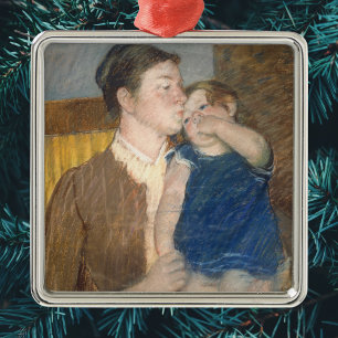 Mary Cassatt Mother's Goodnight Kiss - Vintage Art Metal Ornament