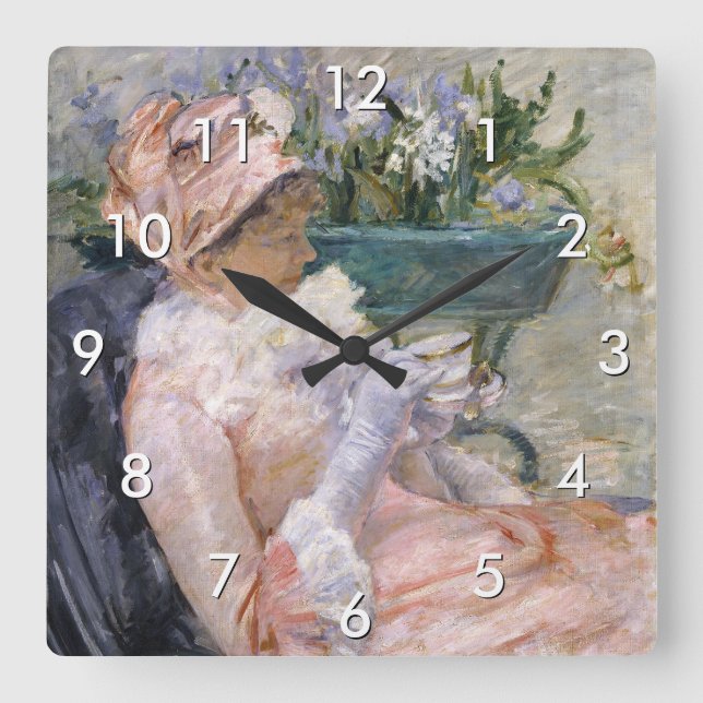 Mary Cassatt - The Cup of Tea Square Wall Clock (Front)