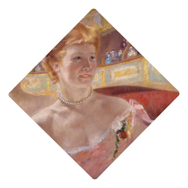 Mary Cassatt - Woman with Pearl Necklace in a Loge Graduation Cap Topper (Front)