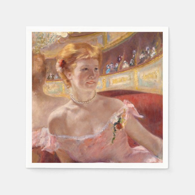 Mary Cassatt - Woman with Pearl Necklace in a Loge Napkin (Front)