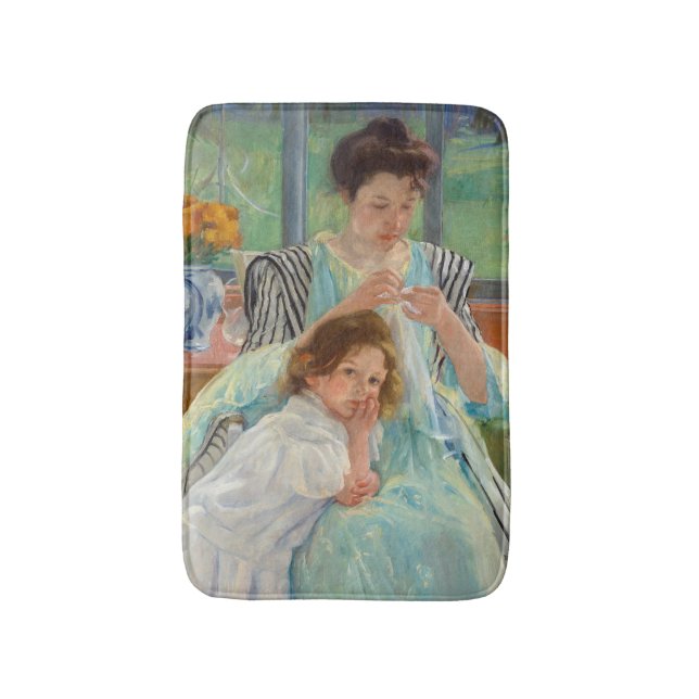 Mary Cassatt - Young Mother Sewing Bath Mat (Front Vertical)