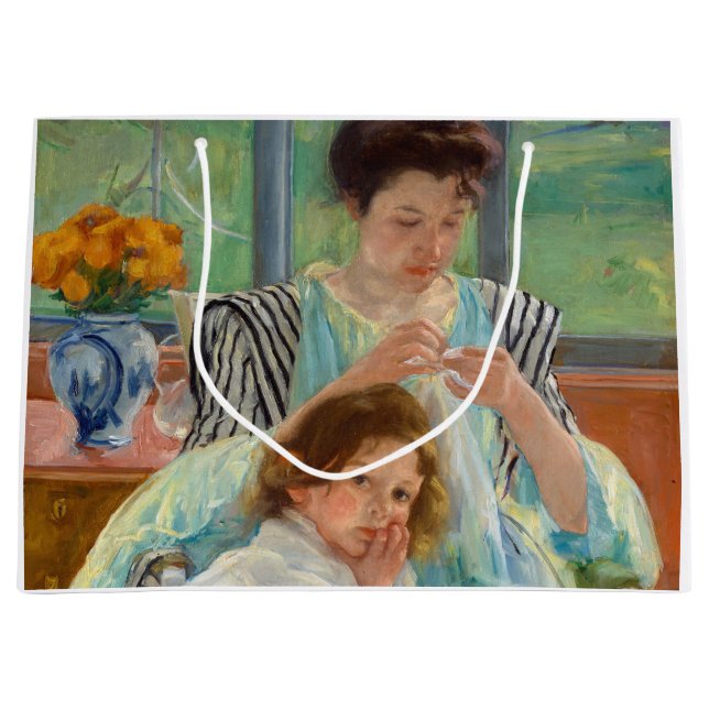 Mary Cassatt - Young Mother Sewing Large Gift Bag (Front)
