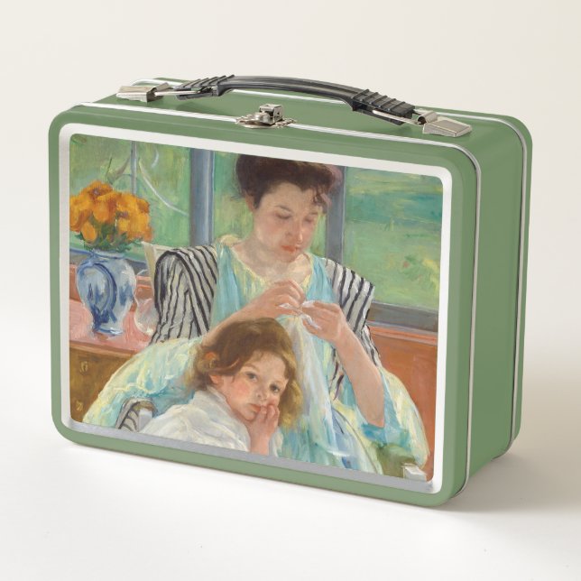 Mary Cassatt - Young Mother Sewing Metal Lunch Box (Front)