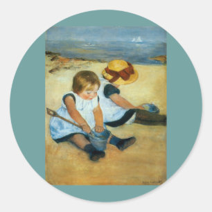 Mary Cassatt's Children on the Beach (1884) Classic Round Sticker