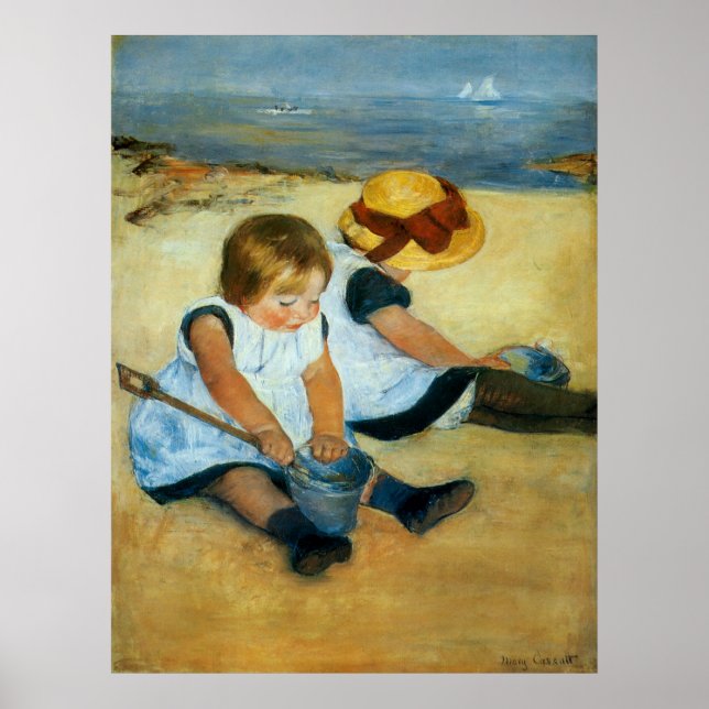 Mary Cassatt's Children on the Beach  (1884) Poster (Front)