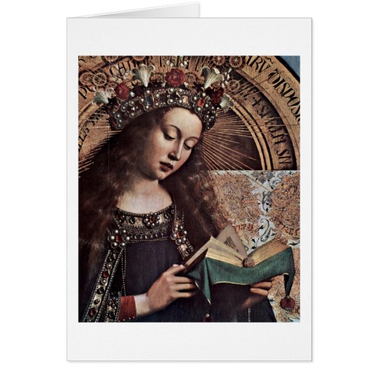 Mary Enthroned Detail By Hubert Van Eyck Card