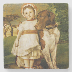 Mary Fox With Her Spanish Pointer Dog (G.F. Watts) Stone Coaster