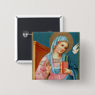 Mary, from F. Lippi’s Annunciation (Detail; M 038) 2 Inch Square Button