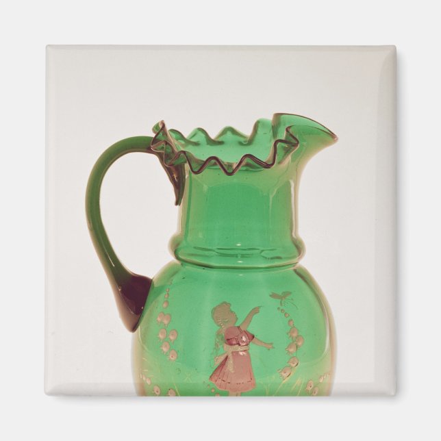 Mary Gregory green jug with fired enamel Magnet (Front)