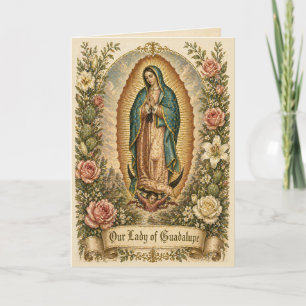 Mary Guadalupe Catholic Prayer Floral  Thank You Card