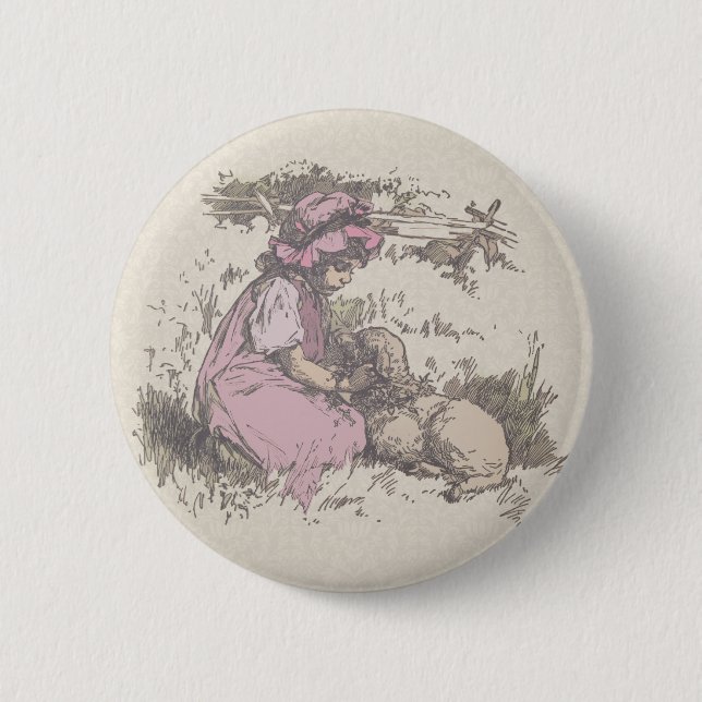 Mary Had a Little Lamb Nursery Rhyme 2 Inch Round Button (Front)
