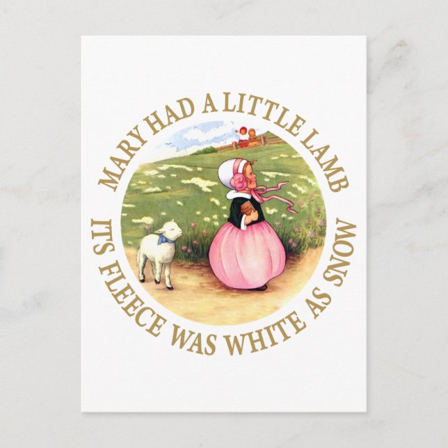 Mary Had a Little Lamb Postcard (Front)