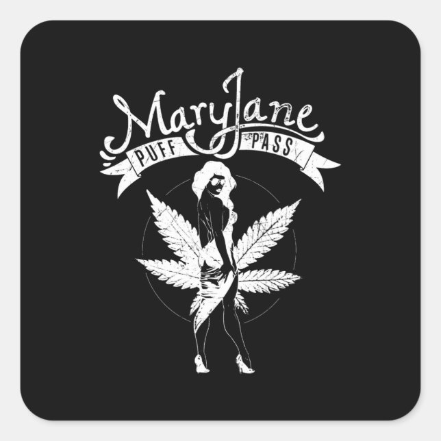 Mary Jane Puff Pass Woman Artwork white Square Sticker (Front)