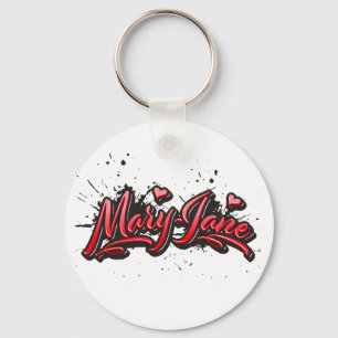 Mary-Jane red Heart Graffiti Schlüsselanhänger run Keychain