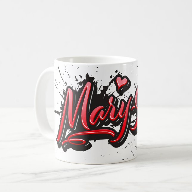 Mary-Jane red Heart Graffiti Tasse Kaffeetasse Coffee Mug (Front Left)