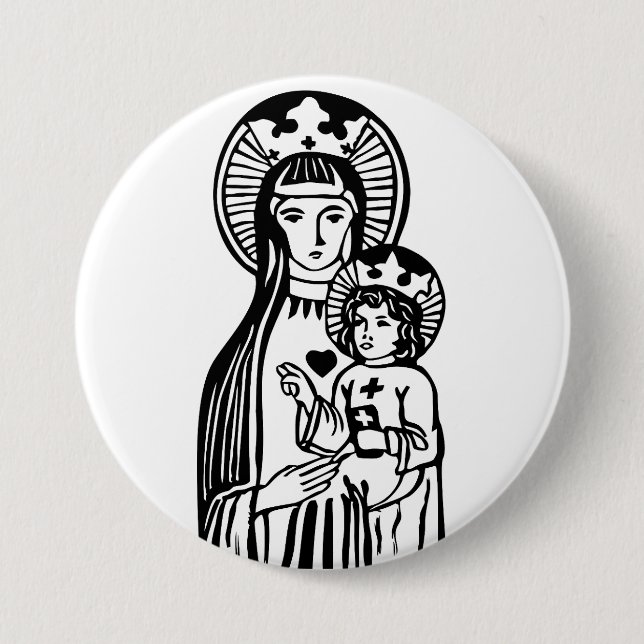 Mary & Jesus 3 Inch Round Button (Front)