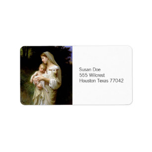 Mary, Jesus, & a Lamb Label