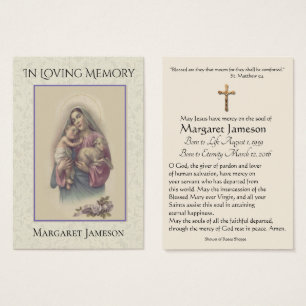 Mary Jesus Lamb Funeral Memorial Holy Card -