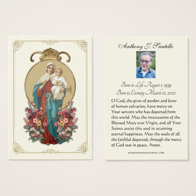 Mary JesusFuneral Memorial Prière Carte Sainte (Devant & derrière)