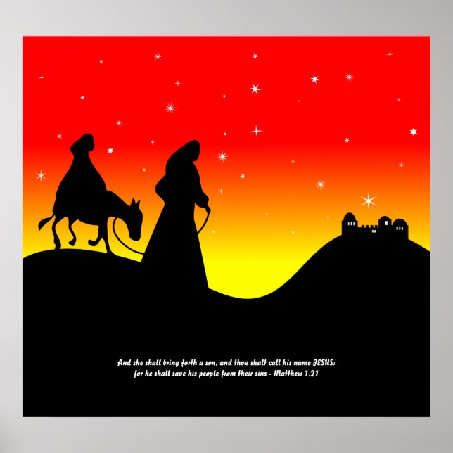 Mary & Joseph, Bible Scripture Verse Poster (Front)