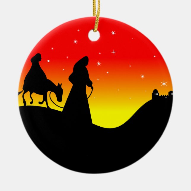 Mary & Joseph Ceramic Ornament (Front)